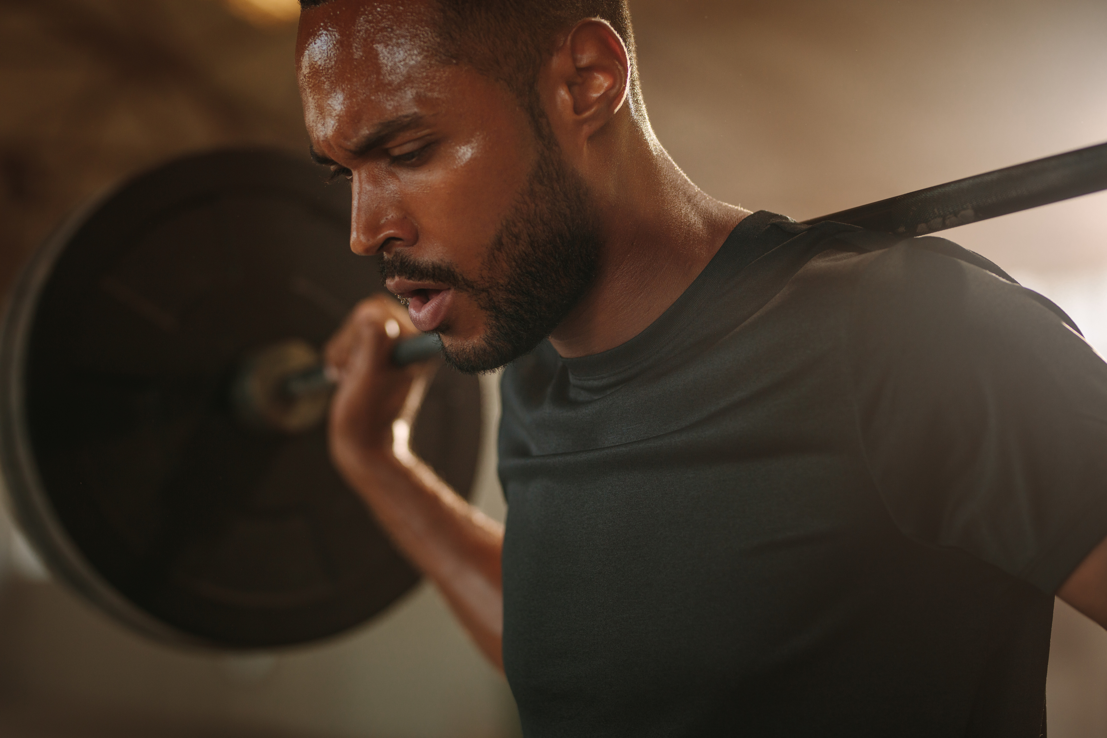 Focused athlete training with determination